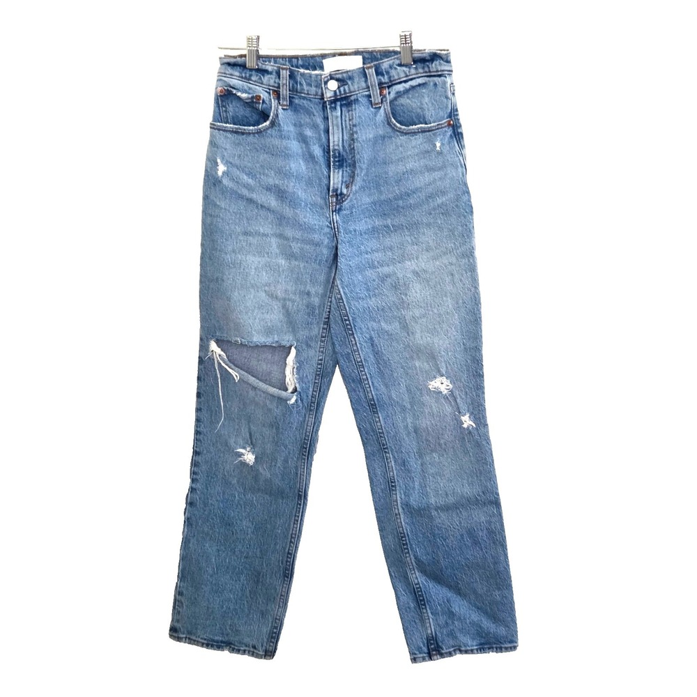 Abercrombie & Fitch The 90s Straight Ultra High Rise Distressed Jeans size 27/4‎